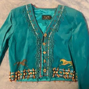 Patricia Wolf turquoise beautiful detailed jacket